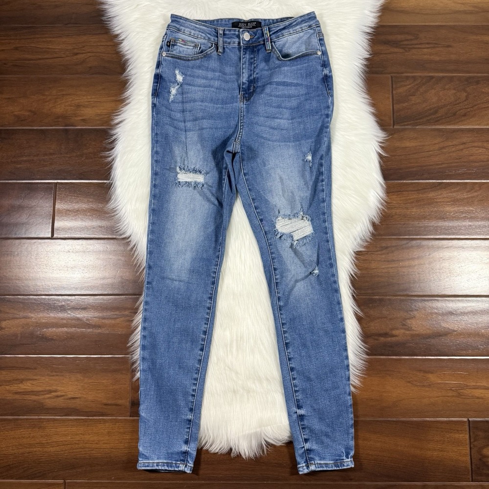 Judy‎ Blue Women's Size 7 / 28 Embroidered Distressed Skinny Fit Denim Jeans
